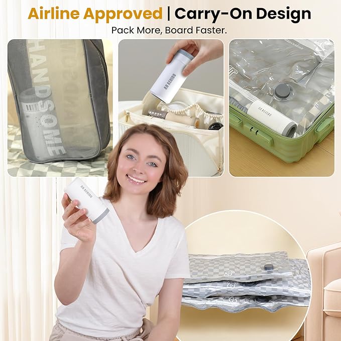 Travel Essentials set, Vacuum Bags for Travel with Digital Display air Pump,18 PCS Combo Size for Luggage and Suitcase,Space Saver for Clothes（20"x6PCS+24"x6PCS+28"x6PCS)