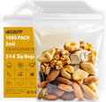 3''x 4'' Pack of 1000 Small Clear Poly Zipper Bags Reclosable Storage Plastic Bags for Jewelry, Gift Card, Halloween Candy