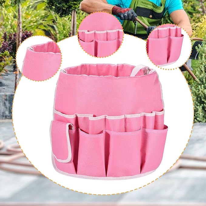 Gardening Tools Bucket Bag Tool Resistant Portable Gifts for Dad Bucket Tool Organizer for Garden Tools for Outdoor, Pink