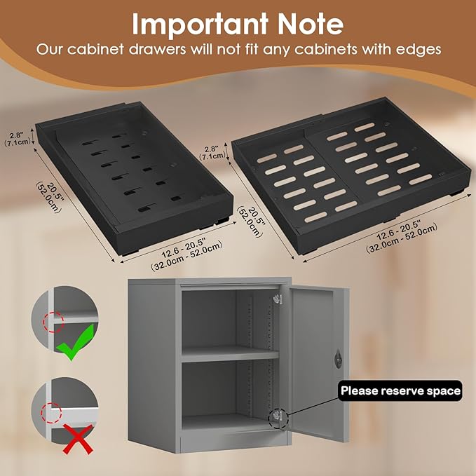 THMINS 2 Pack Heavy Pull Out Cabinet Organizer, 21" Deep Expandable (12.6" - 20.5") Heavy Duty Slide Drawers Pull Out Drawers for Kitchen Storage Cabinet (Black)