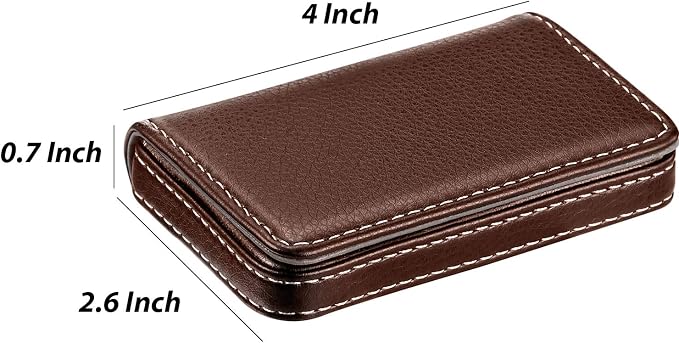 Outus 2 Pcs Business Card Holder, PU Leather Business Card Case Pocket Wallet with Magnetic Shut for Christmas Gift Adult(Coffee and Gray)