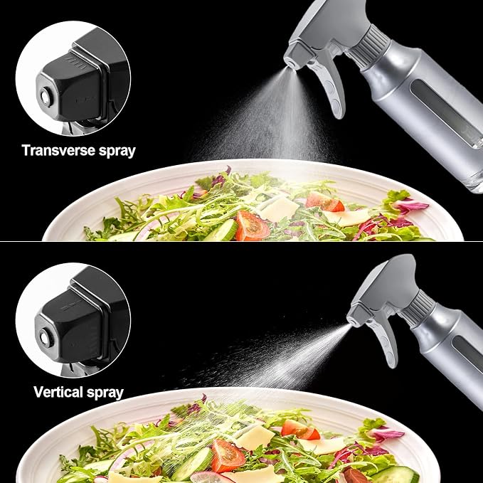 Oil Sprayer for Cooking,ABS Plastic Olive Oil Mister for Air Fryer Frosted Gray Nozzel Oil Dispenser Bottles Fat Reduction Glass Oil Control Spray Pot 6.35oz/180ml Capacity
