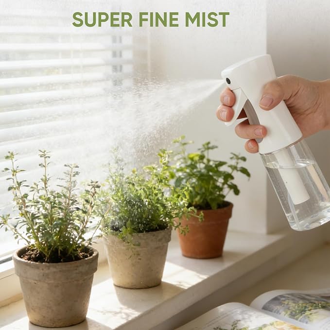 Continuous Spray Bottles, Ultra Fine Mist Sprayer, Spray Bottle For Hairstyling, Cleaning, Plants, Pets, Barbers, Salons (White)