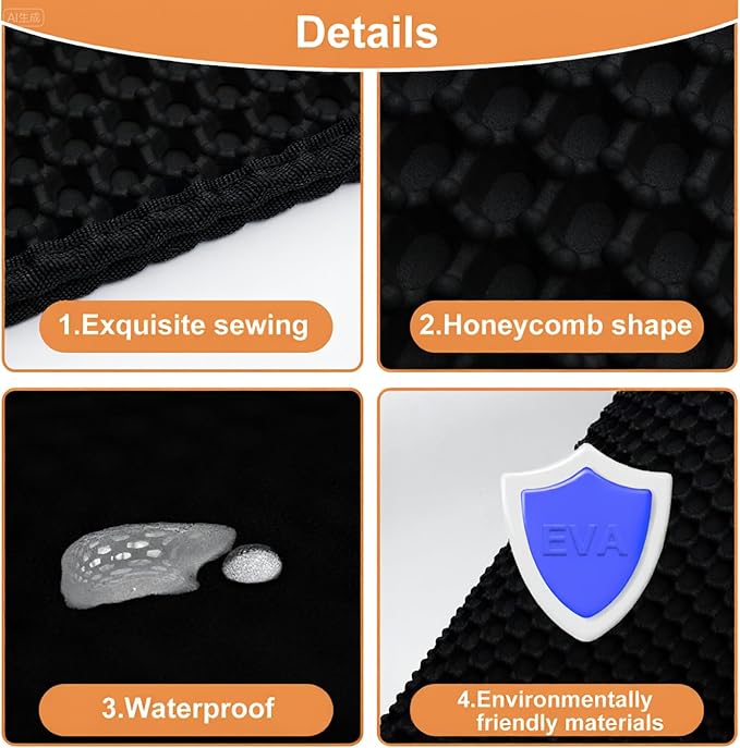 Cat Litter Mat XXL(47" x 39") - Large, Double-Layer, Non-Toxic, Easy Clean, Durable, Black