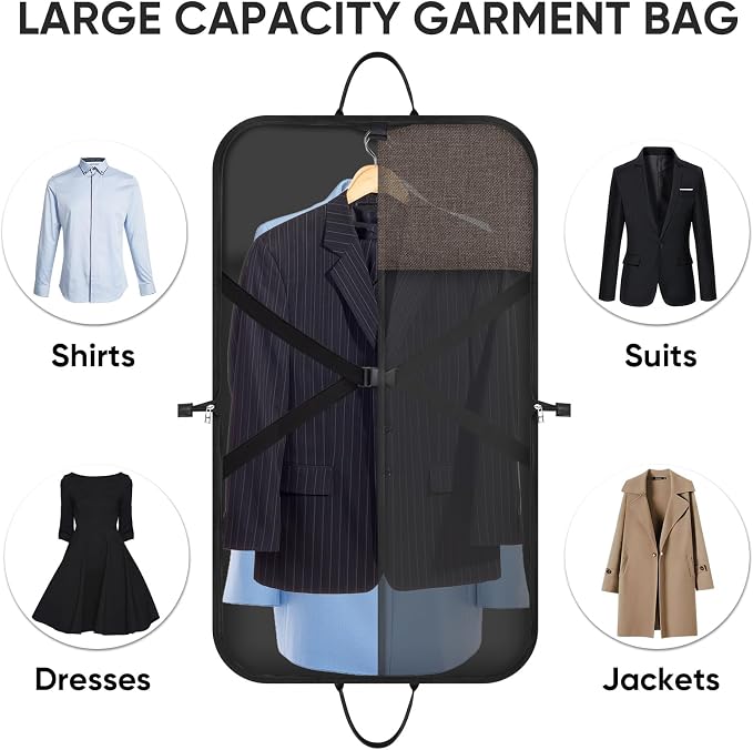 BALEINE Travel Garment Bag, Travel Suit Bag for Men, Water Resistant Carry on Garment Bag for Hanging Clothes, Garment Duffel Bag for Travel Business (Brown, 42")