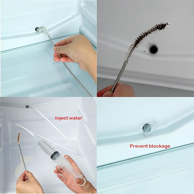 Ultra Long Stainless Steel Cleaning Brush Set, Refrigerator Drain Hole Blockage Remover Cleaning Tool, Flexible Feed Pipe Brush for Refrigerators, Kitchen Drain Pipes, Faucets, Sinks