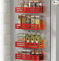 Magnetic Spice Rack for Refrigerator, Metal Spice Rack Organizer, Magnetic Shelf for Fridge 4Pack Red