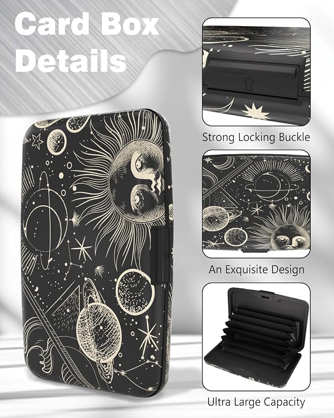 Maicican Credit Card Holder, Mini RFID Blocking Aluminum Wallet | Slim Metal Hard Case Travel Wallet ID Case for Women and Men, 4.3 x 2.9 Inches, sun