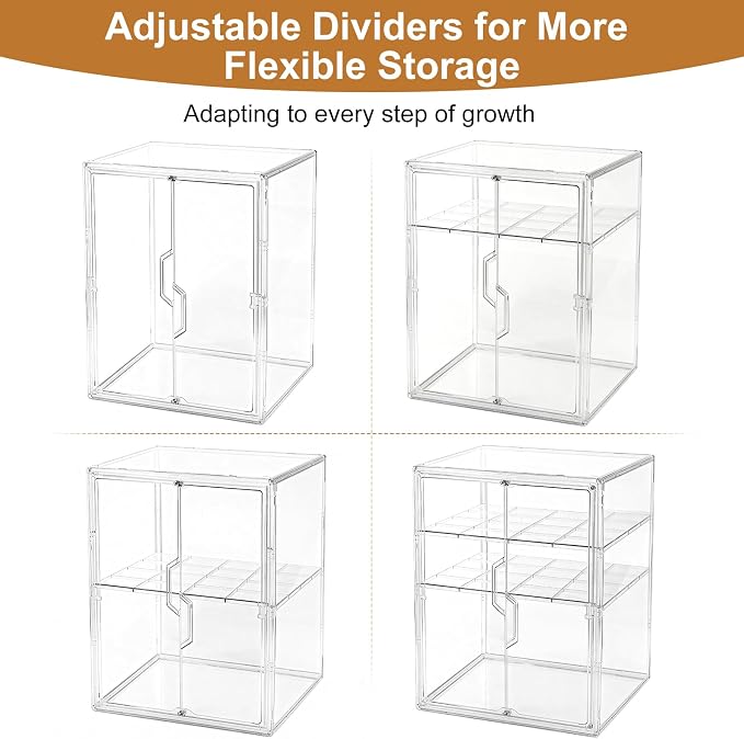 ERTIUANIO Baby Bottle Organizer – 3 Tier Acrylic Bottle Storage Organizer Container, Clear Plastic Bottle Station Organizers Drawers with Double Magnetic Doors for Countertop Kitchen Vanity, Bathroom