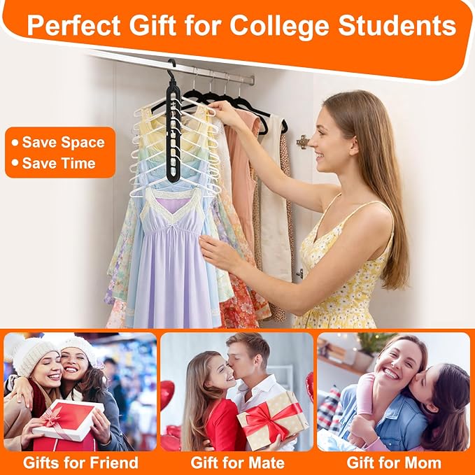 HEYHOUSE Closet Organizers and Storage,College Dorm Room Essentials,Pack of 10 Multifunctional Organizer Magic Space Saving Hangers with 9 Holes Storage Organization for Wardrobe Closet