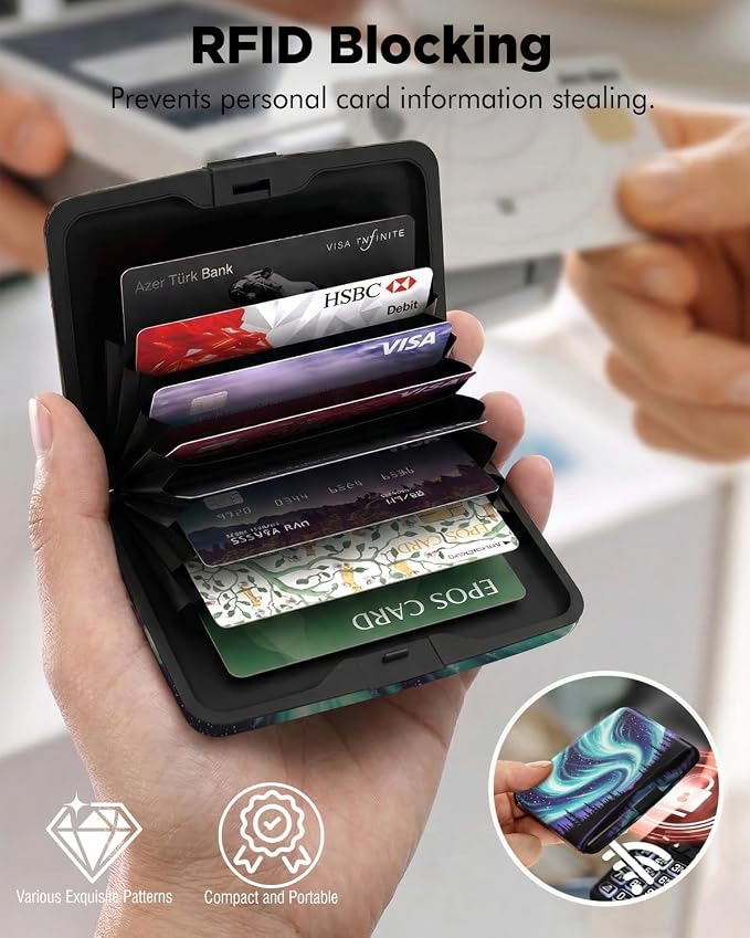 Maicican RFID Blocking Aluminum Credit Card Holder | Slim Metal Wallet for Women & Men, Business Card Case for Travel, Fits Front Pocket, Card holder wallet - Aurora