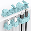 6 Pack Magnetic Cable Clips [1s Open/Lock], Cord Organizer Holder | Strong Adhesive Desk Cable Management- Organize Charging Cords Neatly for Home, Office, Car,Desk, Nightstand-Blue