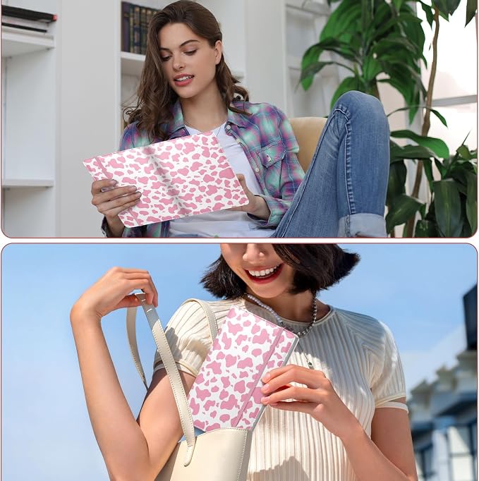 Floral Business Card Book Holder Organizer for Women, 240 Card Capacity, Stylish Name Card and Credit Card Holder for Professionals (Cow-Pink)