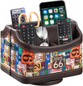 PUSU Remote Control Holder,Colorful Pattern Nightstand TV Caddy,Pen Holder | PU Leather 360 Degrees Rotatable Desktop Organizer Storage Box for TV Remotes/Media Controllers/Office Supplies/Mail