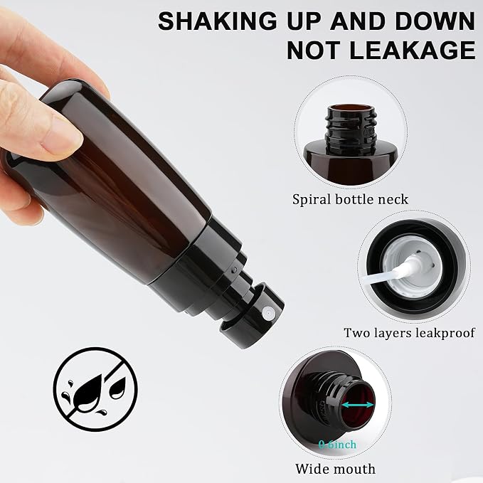 Travel Spray Bottle 2oz/60ml 2 Pack TSA Approved Fine Mist Spray Bottles Refillable Cosmetic Leak Proof Travel Size Spray Bottle for Hair Perfumes Skincare Water Face Sprayer(Brown)