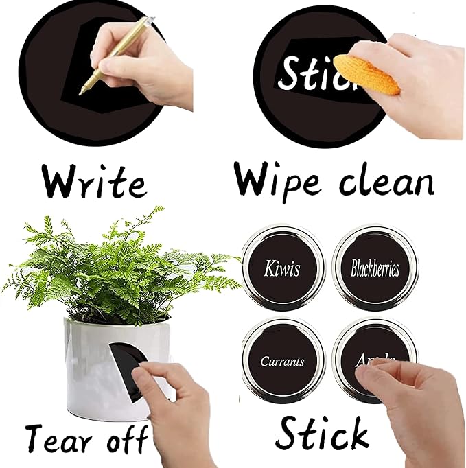 Blank Spice Jars Labels Mason or Spice Jars Sticker Canning Stickers | 500 Pcs Chalkboard Kitchen Pantry Labels Waterproof & Kitchen Pantry Label Blackboard Sticker For Mason or Spice Jar 1.5''