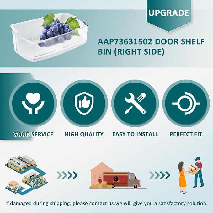 AAP73631502 Refrigerator Door Bin RIGHT Compatible for L-G,Ken-more | Elite Refrigerator Shelf-2Packs LFX28968ST Door Bin AP5673810,2652330,AAP72909218-by MIFLUS