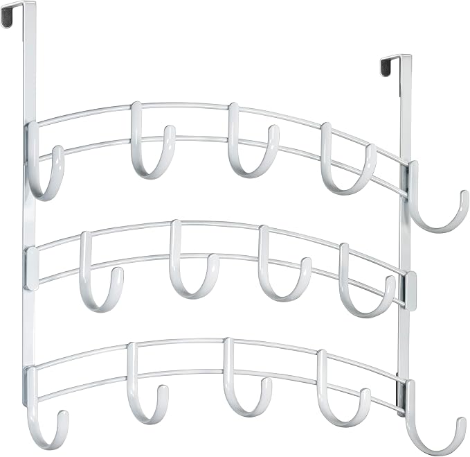 LYNK Professional® Home™ Over the Door Hooks - 14 Hook – Over the Door Coat Rack - Over the Door Hanger - Hanging Towels or Clothes - Bathroom, Bedroom, Laundry Room - Lifetime Ltd. Warranty, White