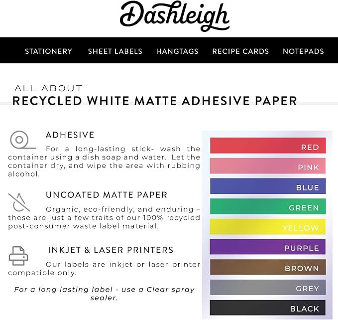 1400 Labels for Spice Bottles, 3 x 1.5 inches, 100% Recycled White, 50 Sheets