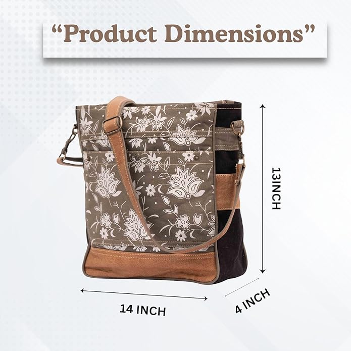 RAJERIYA Bags SEL de MER Upcycled Blossom Print Canvas & Leather Shoulder Bag, Canvas Crossbody Bags for Women