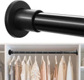 Closet Rods for Hanging Clothes, 18-78 Inch Stepless Adjustable Closet Rod, Heavy Duty Metal Closet Hanging Rod with Closed-Ring Brackets, Multi-Use Clothes Bar for Wardrobe Laundry Room RV, Black