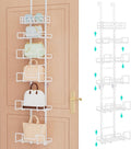 HapiRm Over Door Purse Organizer - Adjustable Purse Storage Rack with Bags Design Metal Basket, Wall Mounted Handbag Organizer, Hanging Handbag Holder, Can Use As 1/2 Part Detachable, White