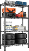 4-Tier Shelf Unit Organizer, 36 Inch Wire Shelf Rack for Pantry and Garage | Black Metal Wire Shelving with 1000 LBS Capacity, 13.8" D X 35.4" W X 59.5" H Storage Rack for Kitchen Office and Bathroom