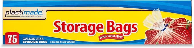 Disposable Plastic Storage Bags With Original Twist Tie, 1 Gallon Size, 300 Bags, Great Thanksgiving For Home, Office, Vacation, Traveling, Sandwich, Fruits, Cake, Cookies, Or Any Snack