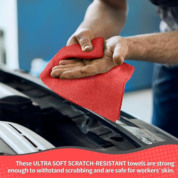 HOMERHYME Microfiber Cleaning Cloth, 150 Pack Cleaning Rags Microfiber Towel Bulk Absorbent Lint-Free WashCloths, All-Purpose Towels for Cars, Shop, Automotive, Garage, Home Kitchen 11.5"*11.5", Red