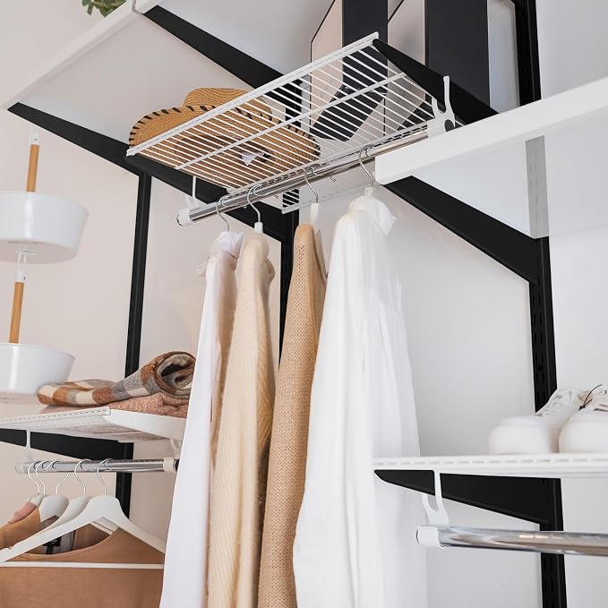 Colingmill 16 Pcs Dual Track Upright Wall Shelving System with Shelf Bracket 47. 5 Inch Heavy Duty Adjustable Storage Rack Metal Support System for Kitchen Closet Home Indoor (Black)
