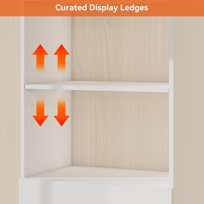 GraceGrove 71" High Modular Wooden Closet Organizer System with 6 Shelves &Storages, Wall Mount Shelving for Walk in Closet Bedroom Organization,Closet Organizers and Storage, White