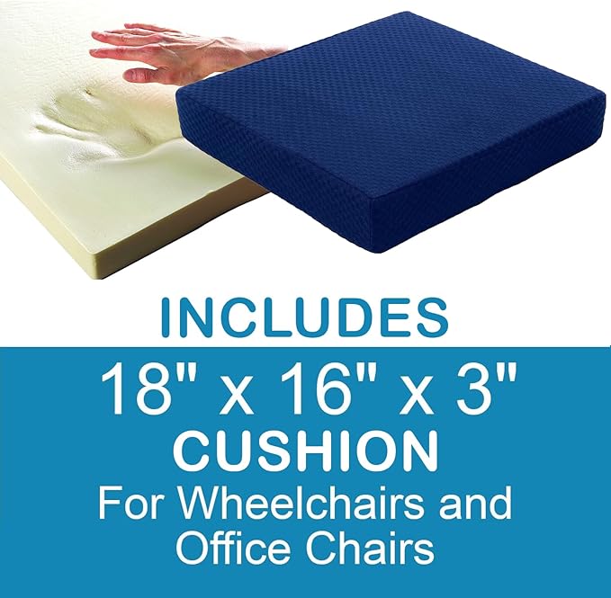 Carex Transport Wheelchair with Cushion, 19 inch Seat - Folding Transport Chair with Foot Rests