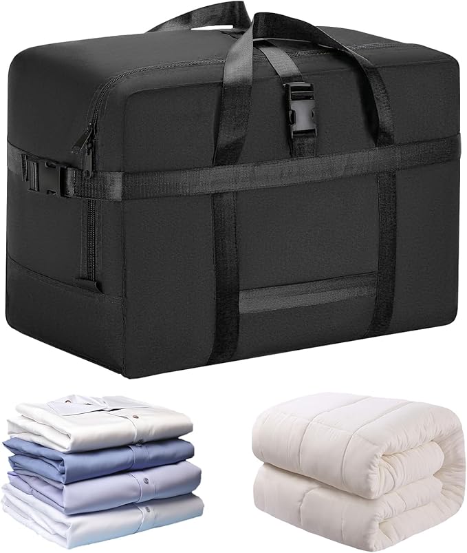 Upgrade Moving Bags Heavy Duty Extra Large, College Packing Bags for Moving Clothes, Moving Supplies & Boxes with Zippers and Handles, Storage Bags Moving Totes Camping Essentials (black, 98L)