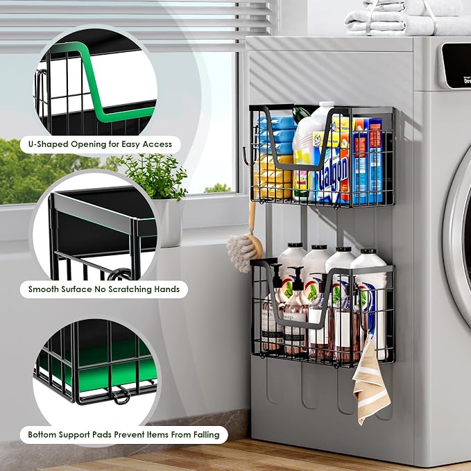 Magnetic Shelf for Fridge, Fruit Potato and Onion Storage Bins, Magnetic Spice Rack Shelves for Side of Refrigerator, Fruit Basket Magnetic Fridge Shelf Kitchen Pantry Organizer Storage