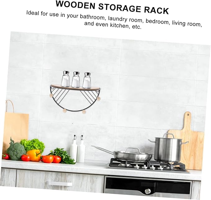 GLEAVI Elegant Wall-Mounted Storage Rack Wooden Shelving Unit for Home Organizers and Storage