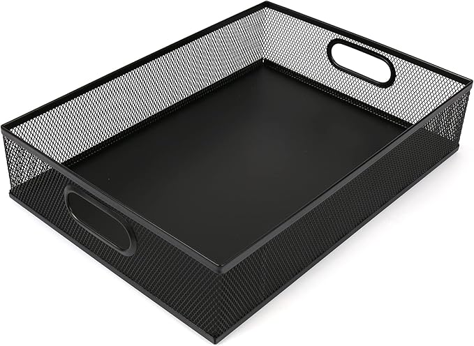 Desk Drawer Organizer, A4 Large Metal Mesh Desk Rrganizer Tray, Versatile Storage Box Set for Office Home Supplies,13 x 9 inches