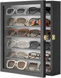 TJ.MOREE Sunglass Organizer Wall Mounted Glasses Holder Display Case 6 Tier | 13 x 15.6 inches Wooden Storage Box for Multiple Pairs Eyeglasses Sports Sunglasses