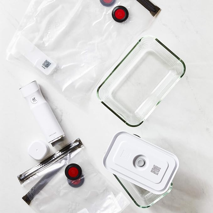 ZWILLING Fresh & Save 7-pc Vacuum Sealer Machine Starter Set, Sous Vide Bags, Meal prep, Airtight Food Storage Containers Glass