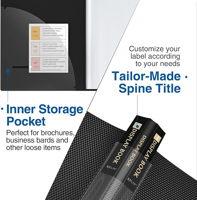 4 Pack Binder with Plastic Sleeves 30-Pocket, Displays 60 Pages, Sooez 8.5x11 Presentation Folders with Clear Sheet Protectors, Art Portfolio Binder for Certificate & Office Project Folder