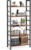 DUMOS 5 Tiers Bookshelf, Classical Modern Book Shelf, Tall Display Shelves in Living Room/Home/Office, Storage Organizer for CDs/Books/Movies, Rustic Brown | Tall Display Shelves in Living Room/Home/Office, Storage Organizer for CDs/Books/Movies, Rusti...