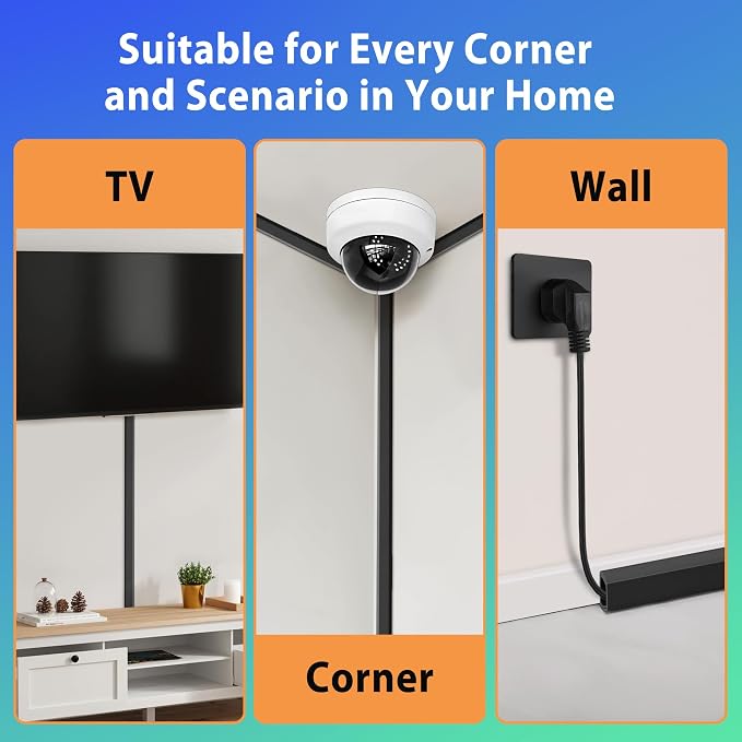 66in Cord Covers for Wires on Wall, Black Wall Cord Hider Hide Cords | Wire Covers for Cords Kit, TV Cable Hider Wall Kit, Easy to Install Cord Cover, Cable Management Wall 4XL16.5inW0.86inH0.43in