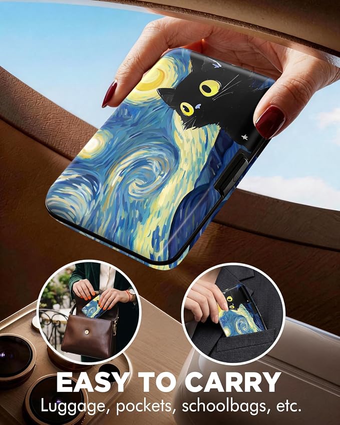 Maicican RFID Blocking Aluminum Credit Card Holder | Slim Metal Wallet for Women & Men, Business Card Case for Travel, Fits Front Pocket, Card holder wallet - Starry Sky Cat