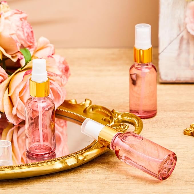 Roshtia 30 Pcs Glass Spray Bottle Clear Empty Bottles Small Refillable Reusable Perfume Bottle with Fine Mist Sprayer Pump for Face Body Travel(1 oz,Clear Pink)