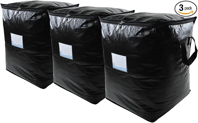 3 Pack 91L Storage Bags for Clothes, Moving Bags Heavy Duty Extra Large with Reinforced Handle, Storage Containers for Organizing Bedding, Blanket, Sheets, Pillows, Toys, Christmas Decorations