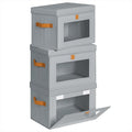 Homsorout Small Fabric Storage bins - Collapsible Storage Bins with Open Window, 3 Pack Closet Baskets for Shelves, Stackable Decorative Boxes for Home, Dorm, Grey, 13.7"x 9.8" x 9.8"