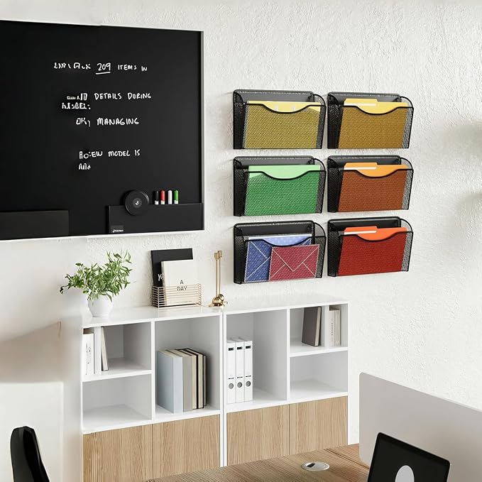MINDEPOT Magnetic Wall File Organizer - Heavy Duty Iron Office File Holder for Wall Mount - Hanging Document Organizer for Business, Classroom, Home Office
