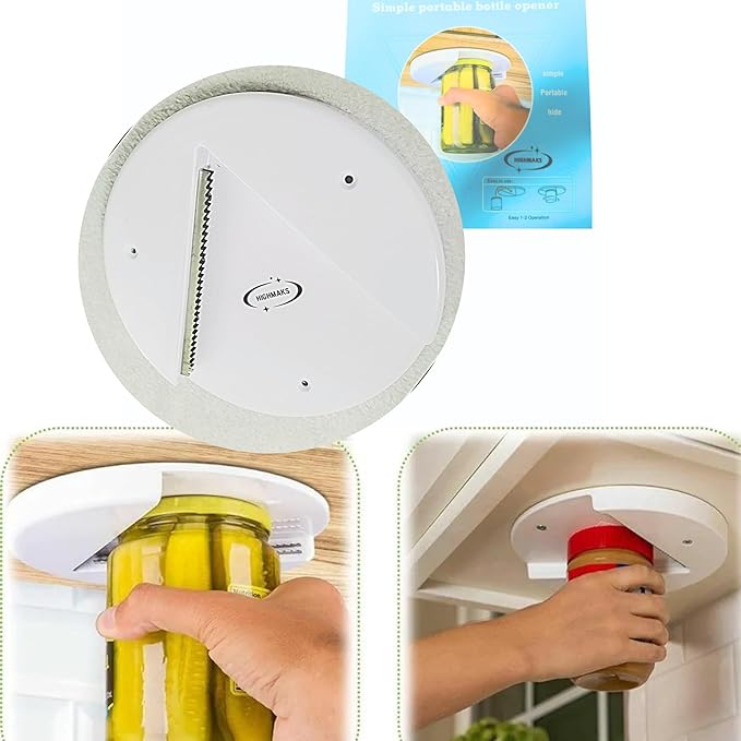 Top Rated Multifunctional Jar Can & Water Bottle Opener, Gripper Pad Tools Under Cabinet and Counter Mounted Kitchen Gadgets Lid Openers Tool For Senior People With Weak Arthritis Hands