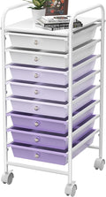 Simple Houseware 8 Drawers Rolling Utility Cart Art Craft Storage, Purple | 1-Column, 30.25" Height, Lockable Wheels, for School, Office, Art Craft, and Paper Storage