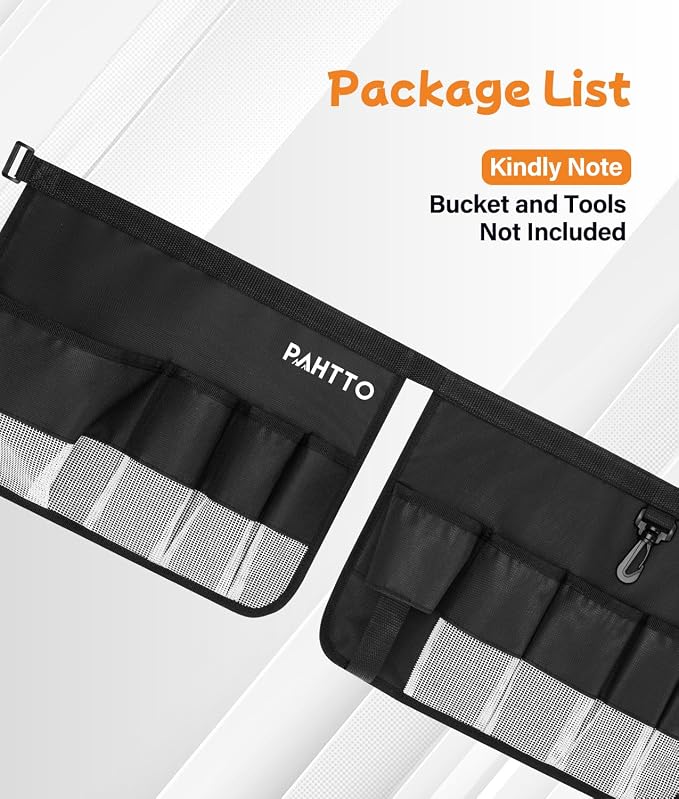 Bucket Tool Organizer, 5 Gallon Garden Bucket Tool Bag with Mesh Pocket | Waterproof Bucket Storage Caddy, Versatile for Car Wash Suppliers, Gardening Tools, Fishing Gear, Fit 3.5 to 5 Gallon Buckets