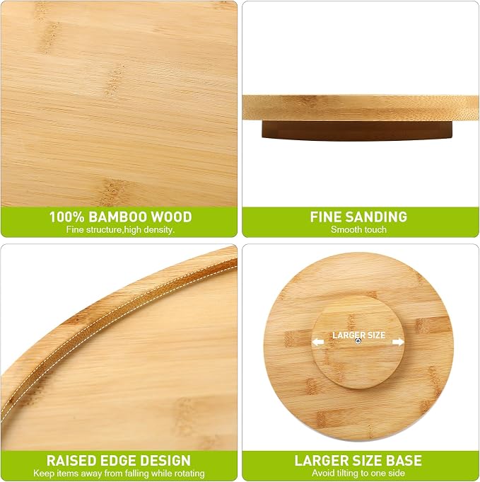 Mumufy 6 Pcs 10-inch Bamboo Lazy Susan Organizers Kitchen Turntable Round Lazy Susan Turntable Tray for Kitchen Counter Pantry Table Organization Cabinet Bathroom